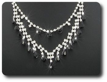 Black Sapphire Necklace Earrings Set