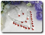 RED RUBY Necklace Earrings Set