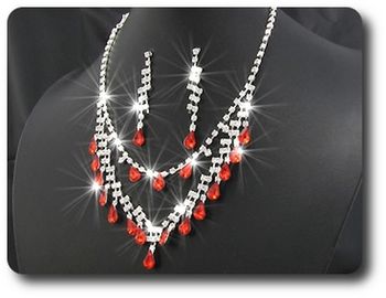 RED RUBY Necklace Earrings Set