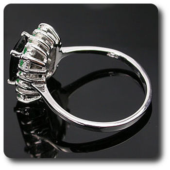 BAGUE METEORITE TEKTITE & EMERAUDE