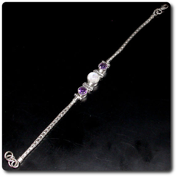 MOONSTONE,AMETHYST BRACELET