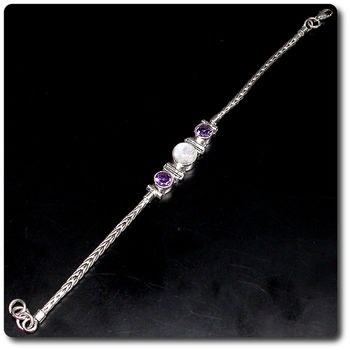 MOONSTONE,AMETHYST BRACELET
