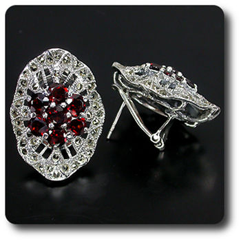 BOUCLES D'OREILLE GRENAT & MARCASSITE