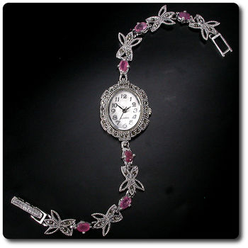 RUBY & MARCASITE WATCH