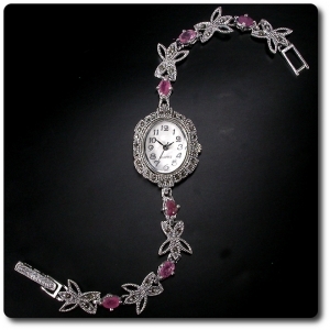 RUBY & MARCASITE WATCH