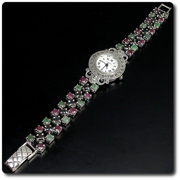 RUBY SAPPHIRE EMERALD WATCH