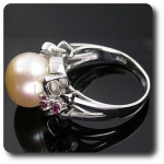 BAGUE TOURMALINE & PERLE
