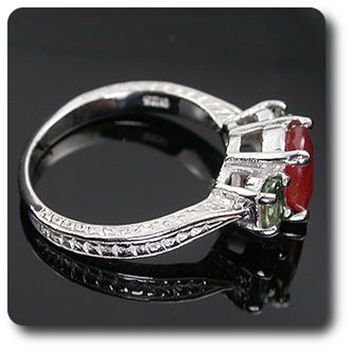 BAGUE SAPHIR ORANGE & VERT