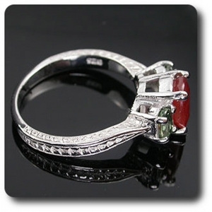 BAGUE SAPHIR ORANGE & VERT