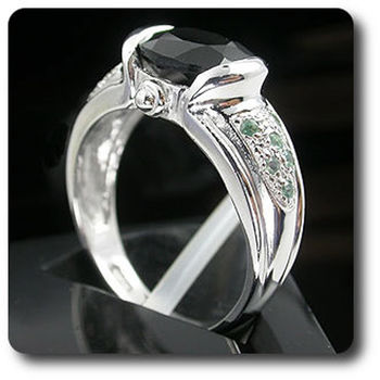 METEORITE TEKTITE & ALEXANDRITE RING