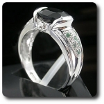 METEORITE TEKTITE & ALEXANDRITE RING