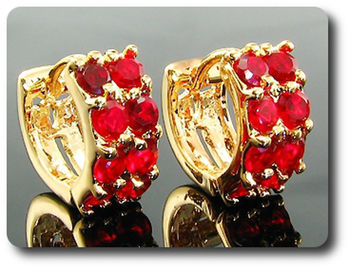 16x3mm Red Ruby Earrings
