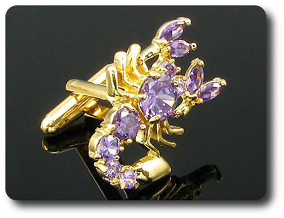11x2-8 mm Purple Amethyst Scorpion Cufflink