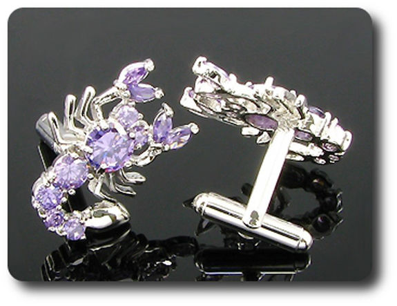 11x2-8 mm Purple Amethyst Scorpion Cufflink