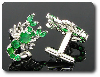 11x2-8 mm Green Emerald Scorpion Cufflink