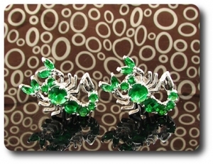 11x2-8 mm Green Emerald Scorpion Cufflink