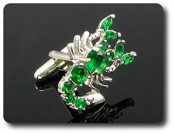 11x2-8 mm Green Emerald Scorpion Cufflink