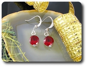 2x7mm Red Ruby Earrings