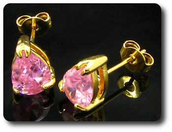 2x8mm Pink Sapphire Earrings