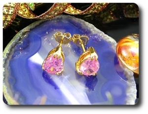 2x8mm Pink Sapphire Earrings