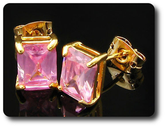 2x8mm Pink Sapphire Earrings