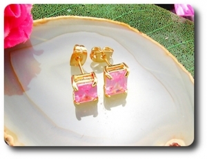 2x8mm Pink Sapphire Earrings