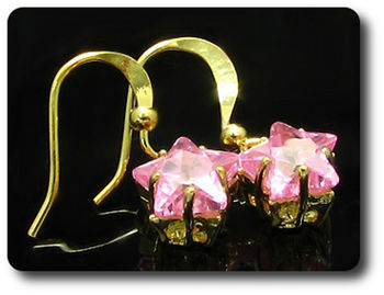 2x8mm Pink Sapphire Earrings