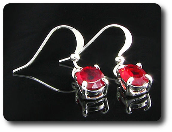 2x8mm Red Ruby Earrings