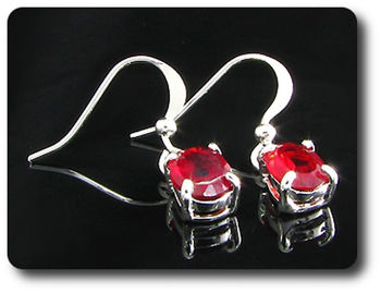 2x8mm Red Ruby Earrings