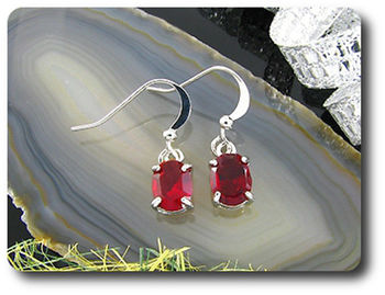 2x8mm Red Ruby Earrings