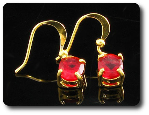 2x8mm Red Ruby Earrings