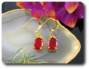 2x8mm Red Ruby Earrings