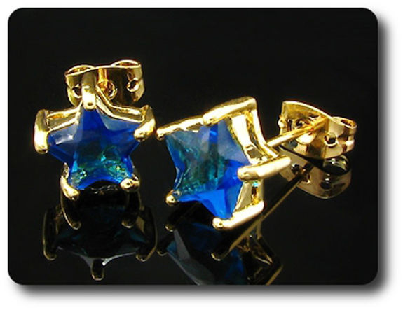 BOUCLES D'OREILLE SAPHIR BLEU