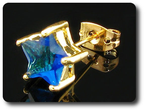 BOUCLES D'OREILLE SAPHIR BLEU