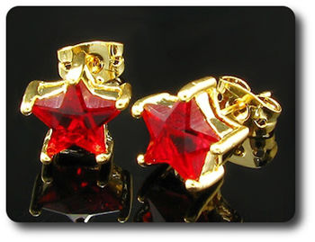 2x8mm Red Ruby Earrings