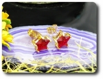 2x8mm Red Ruby Earrings
