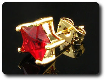 2x8mm Red Ruby Earrings