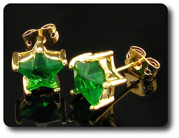 2x8mm Green Emerald Earrings