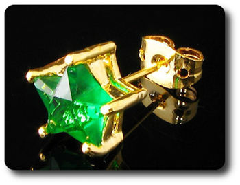 2x8mm Green Emerald Earrings