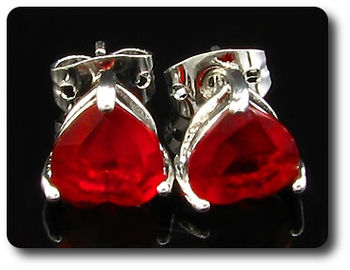 2x7mm Red Ruby Earring