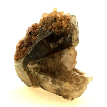 Fluorite rose + Quartz fumé. 193.0 ct.