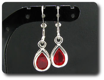 2x8mm Red Ruby Earring