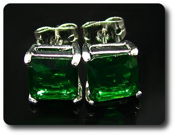 2x7mm Green Emerald Earrings
