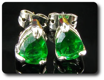 2x8mm Green Emerald Earrings