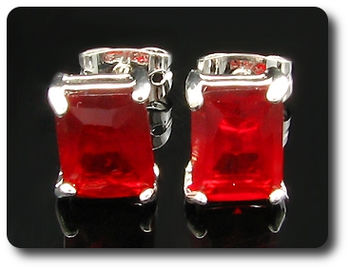 2x8mm Red Ruby Earring
