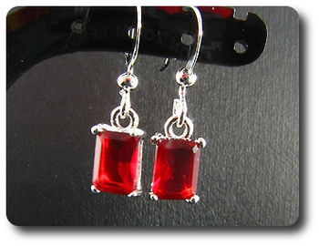 2x7mm Red Ruby Earring