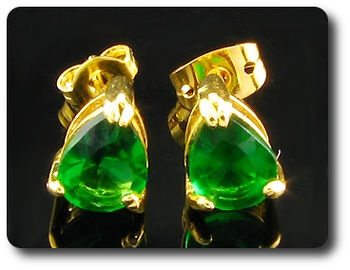 2x8mm Green Emerald Earrings