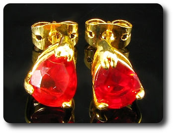 2x8mm Red Ruby Earrings