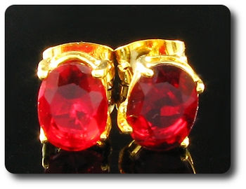 2x8mm Red Ruby Earrings