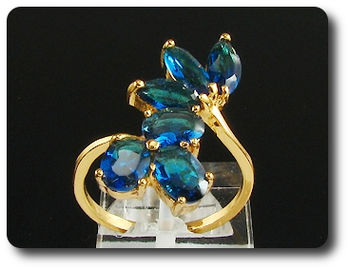 8 x 6mm Blue Sapphires Marquise Cut Gold Ring